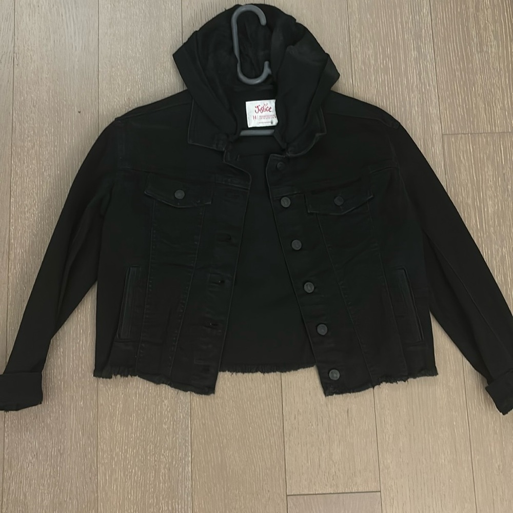 Black Hooded denim jacket